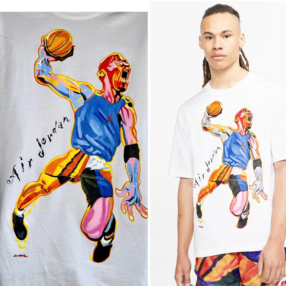 Rare Nike Air Jordan “Hoop Heroes” by Philip Burke Collectible T-Shirt Size S